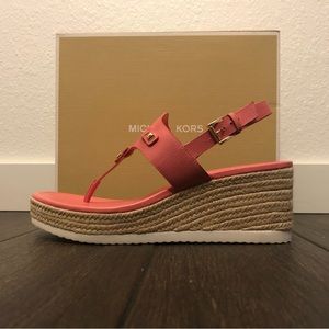 Michael Kors Aubrey Cut Out Wedge Tumbled Leather